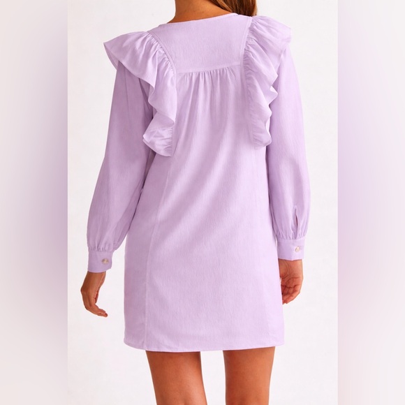 Entro Lavender Button-Up Dress with Ruffle Trim - Picture 6 of 11